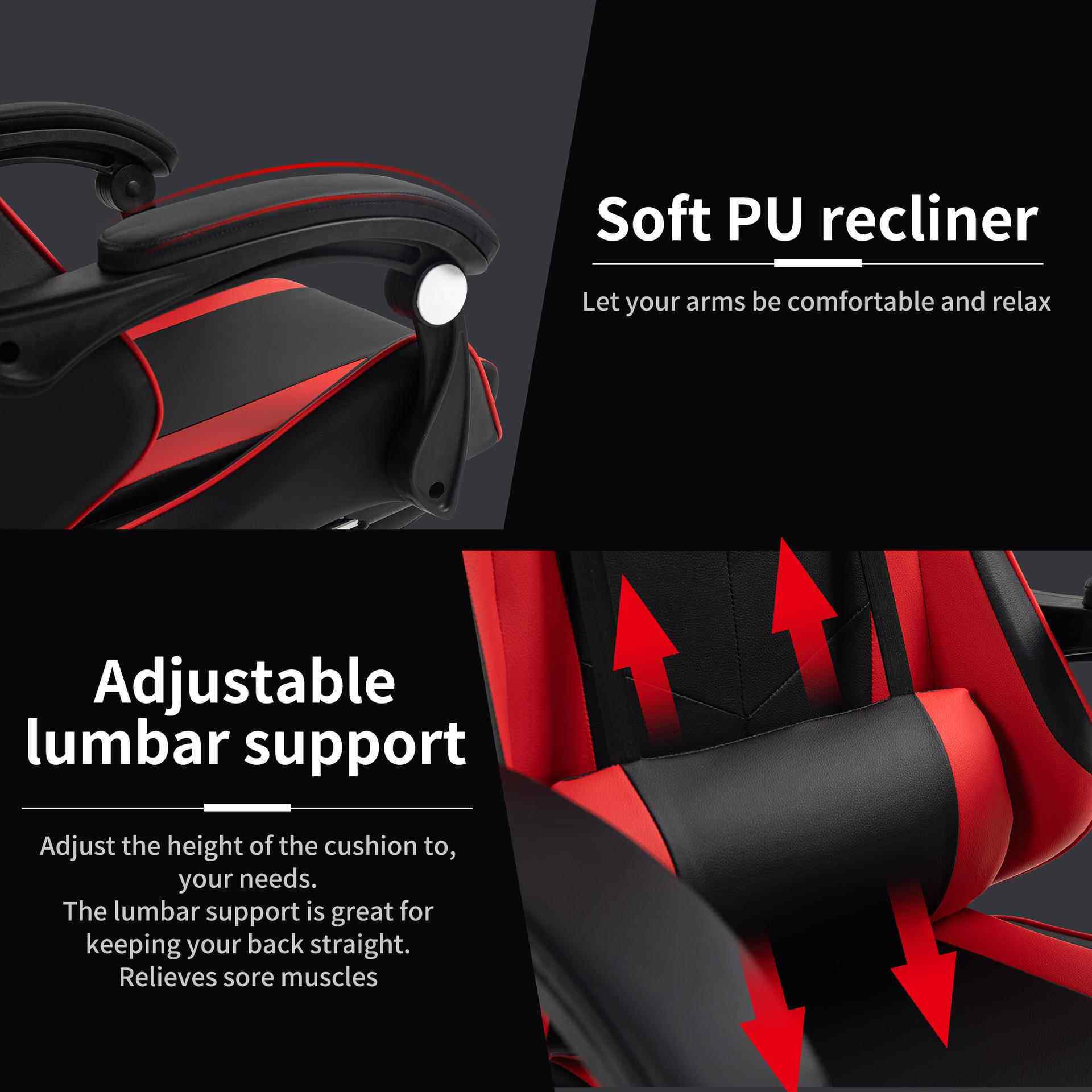 Leather Gaming Chair Ergonomic Office Chair With Foot Rest Lifting ...
