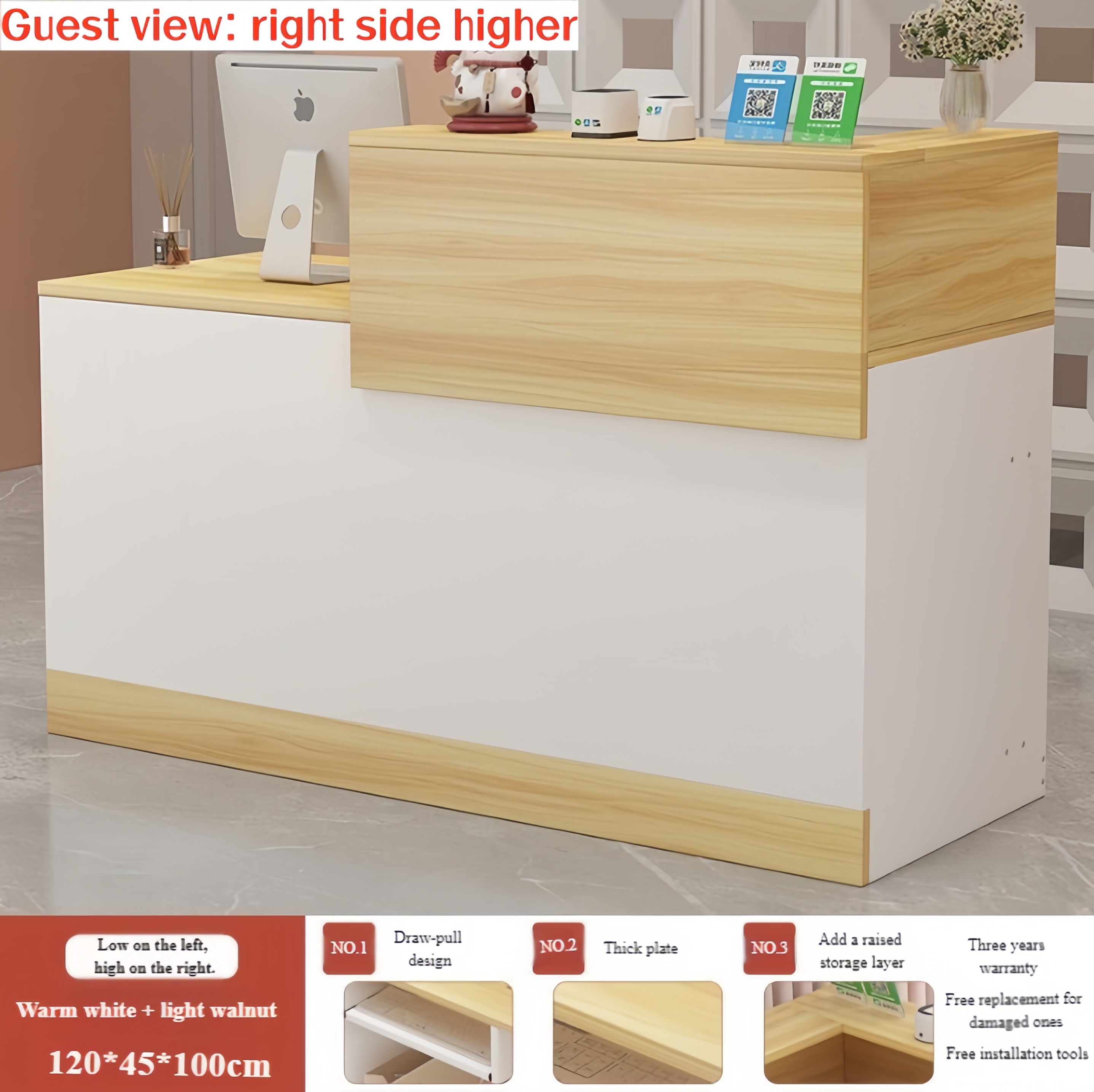 ⚡COD⚡ Modern Cashier Counter 140cm-Small Front Desk for Convenience ...