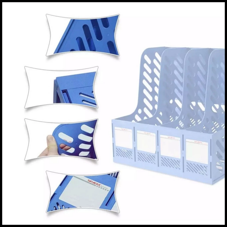 CQW.NO1 Magazin&Document File Organizer Holder Rack Blue 4 Divider ...