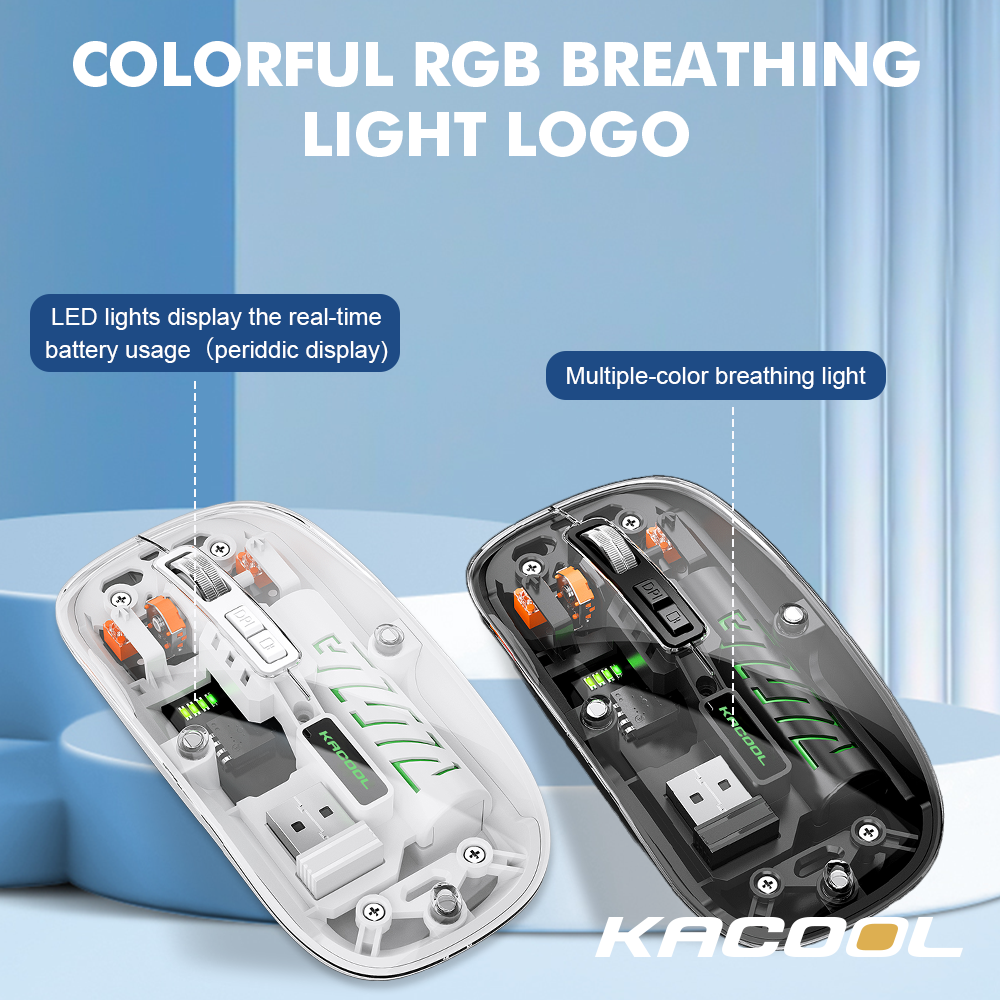 Kacool X3 Mouse Dual Mode Wireless Bluetooth 5.0-2.4GHz Rechargeable 3 ...
