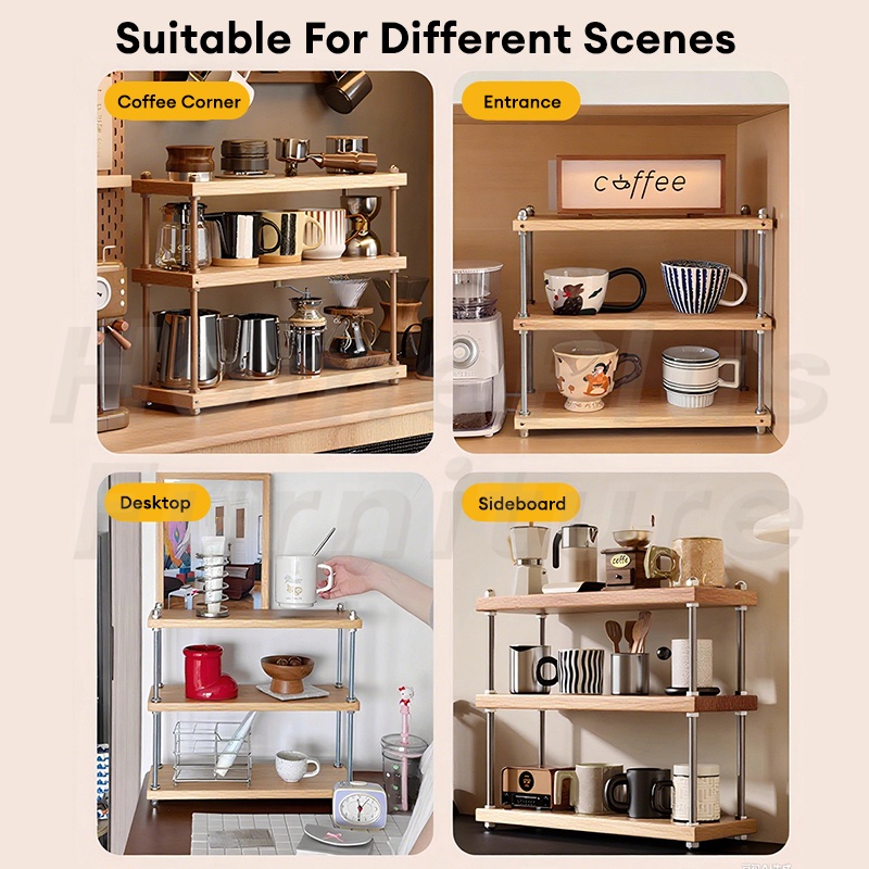Solid Wood Desktop Rack Display Rack Multi-use Storage Rack 2/3Layers ...