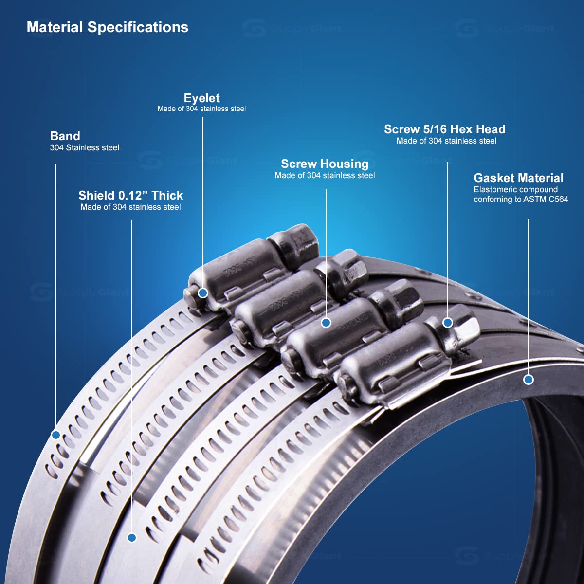 Hubless Coupling Rubber Coupling with Stainless Steel Clamp - 2 3 4 8 ...