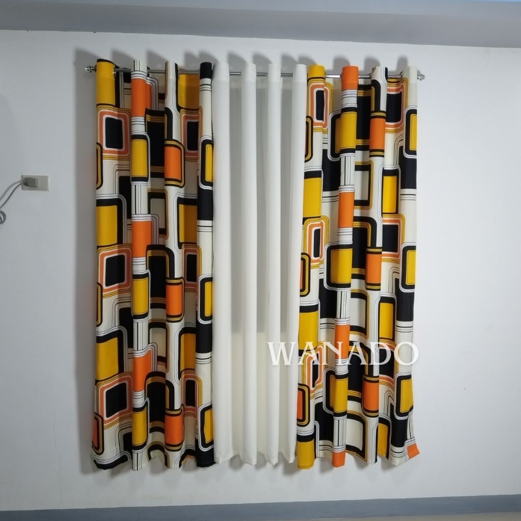 WANADO - 3in1 SET QUARLET GOLD Ring Window Curtain Sold by SET and ...