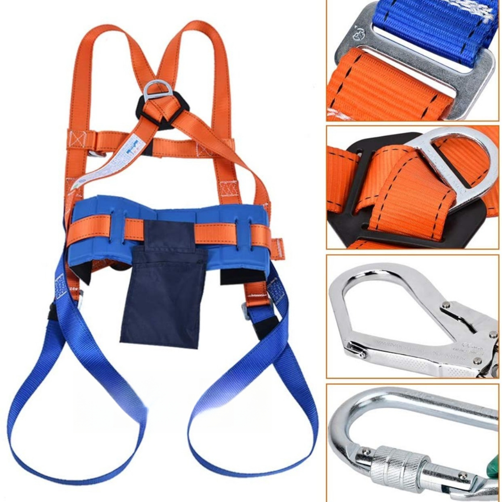 Adjustable Full Body Fall Protection Harness with Rescue Belt & Hook ...