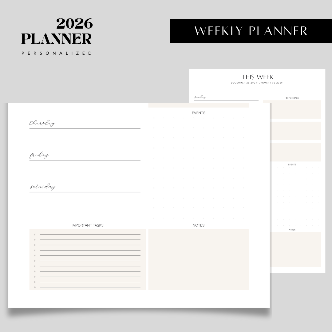 2026 Functional Dated Planner Notebook – Personalized, Elegant Floral ...