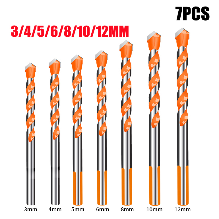 5/7PCS Multi-Purpose Triangle Drill Bit Set For Tile, Concrete, Brick ...