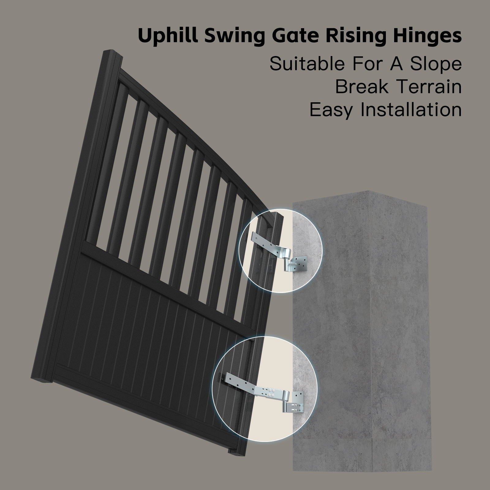 Uphill Rising Hinges for Swing Gate – Smooth Opening on Sloped or ...