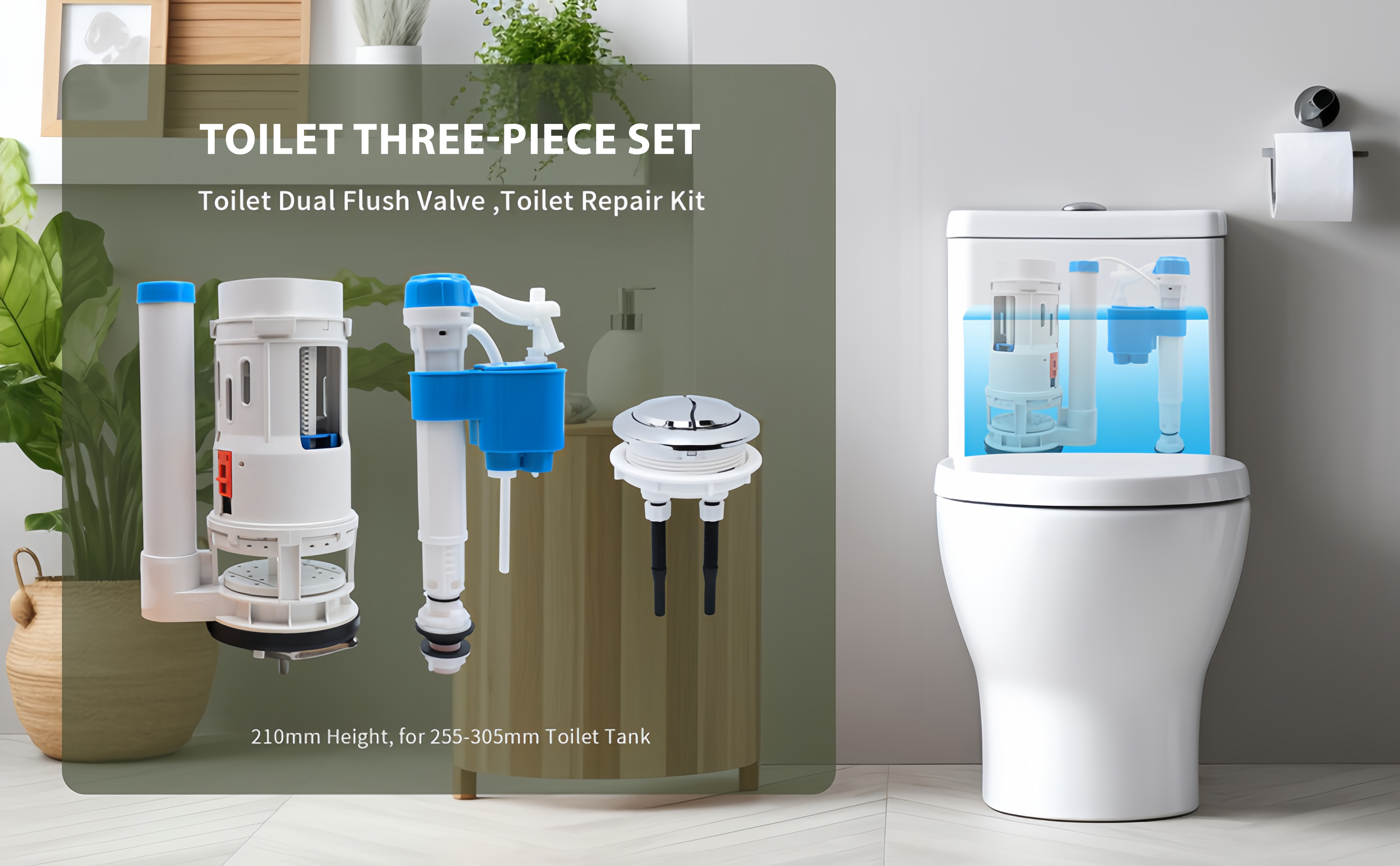【Fluxe】3Pcs Flush Valve For Toilet Set Universal Connected Toilet ...