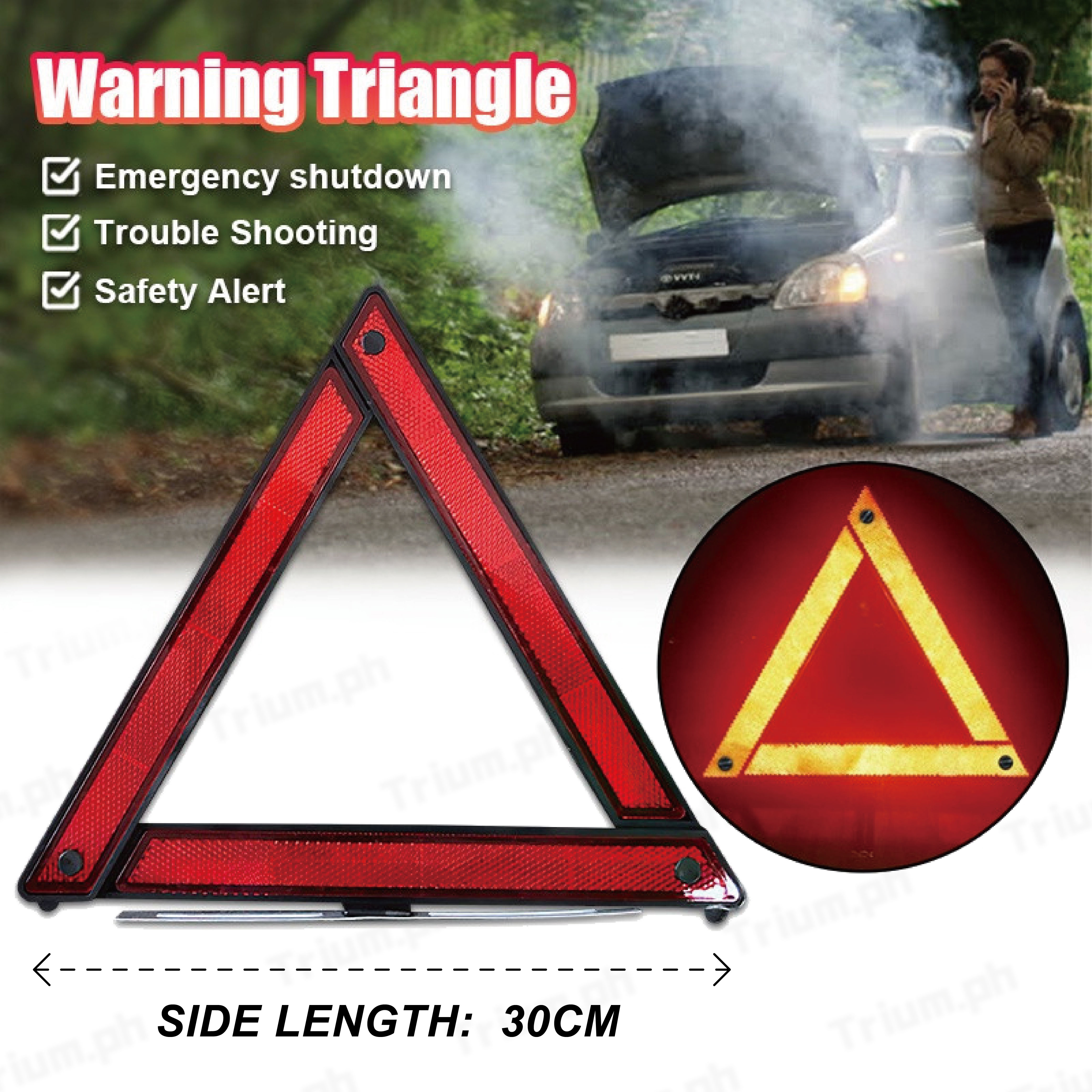 2Pcs Reflective Triangle Early Warning Device Emergency Warning Sign ...