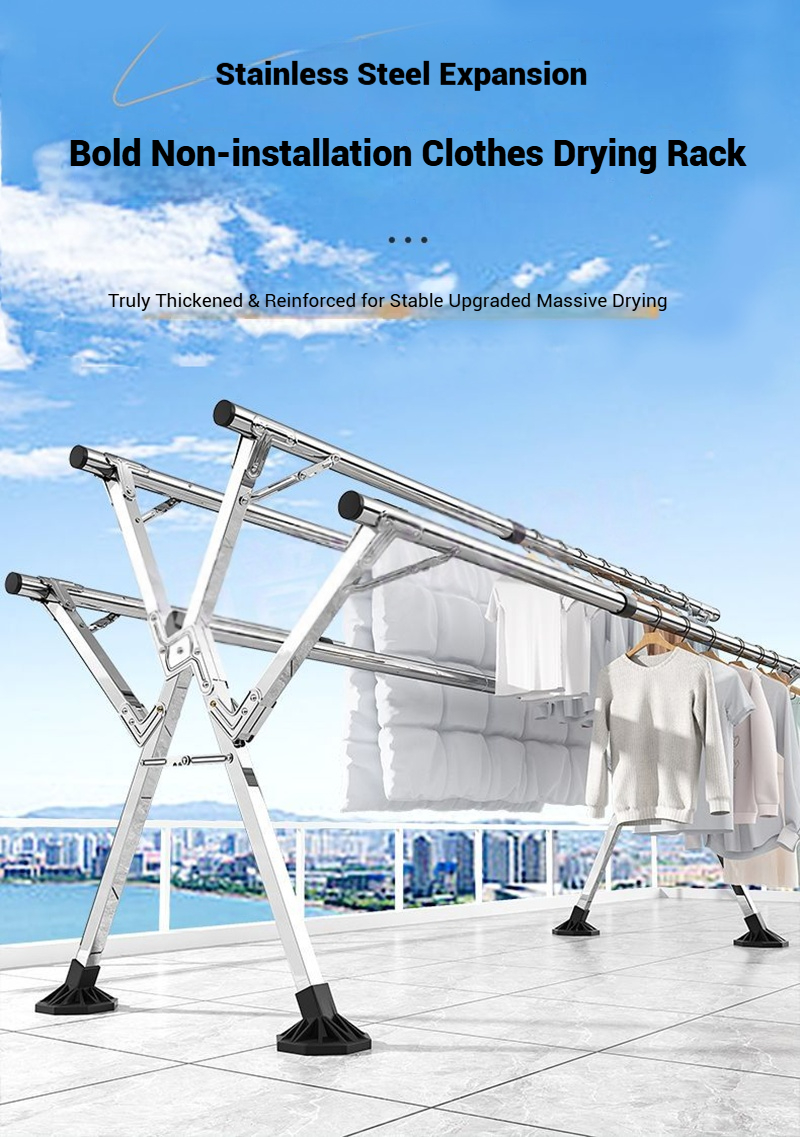 3-5 Rods Foldable Sampayan Drying Rack Windproof Hanger Stand Heavy ...