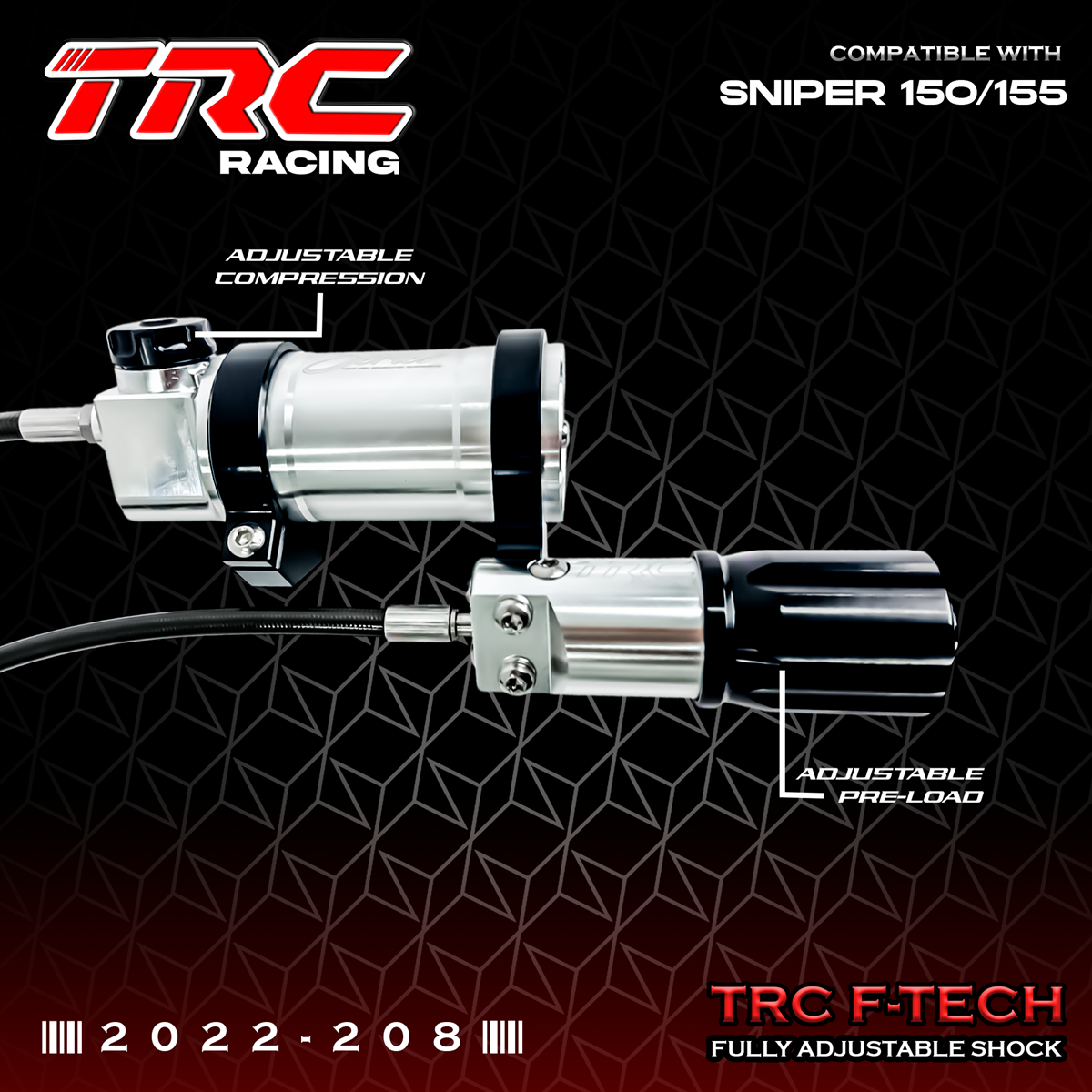 TRC RACING F-TECH SERIES FULLY ADJUSTABLE REAR SHOCK for SNIPER 150/155 ...