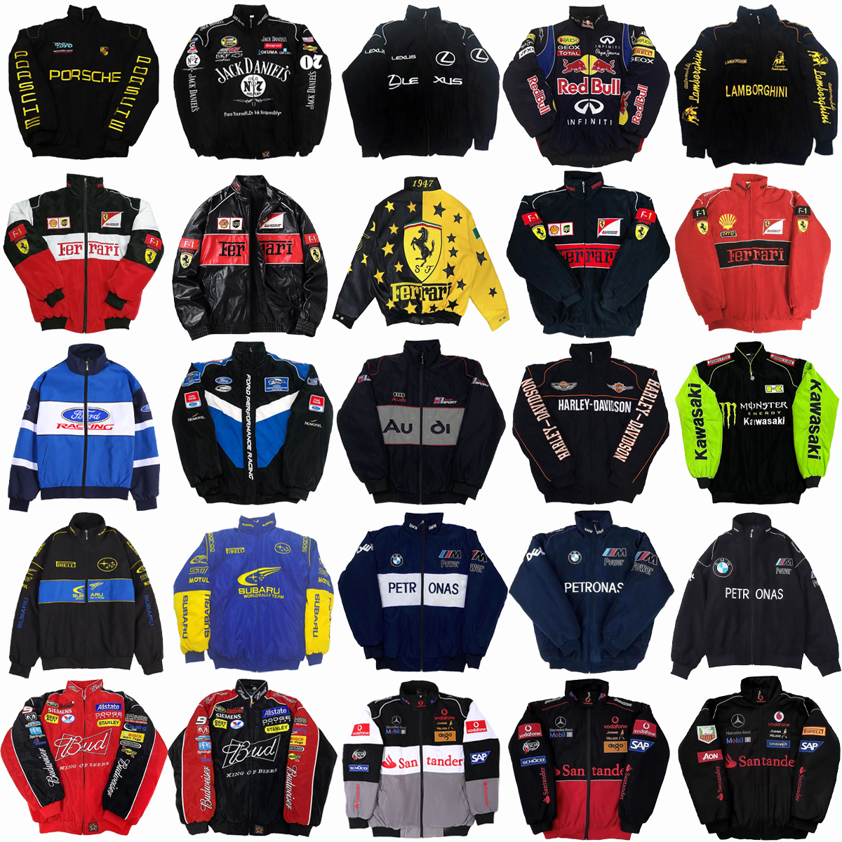 MON Ferrari Vintage Embroidery Racing Jacket F1 Bomber Jacket Motor ...