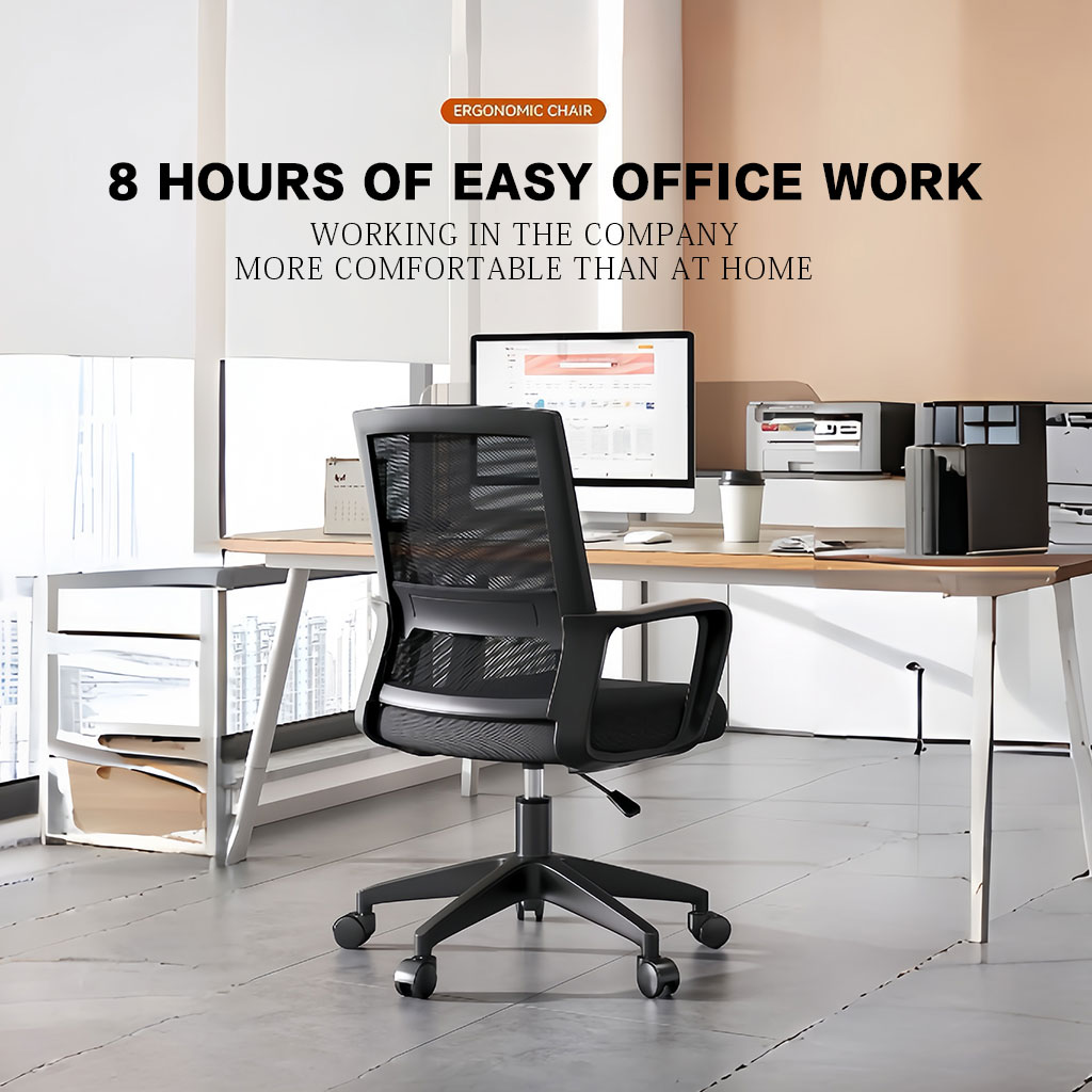 Computer office chair with ergonomic high backrest and rotating ...