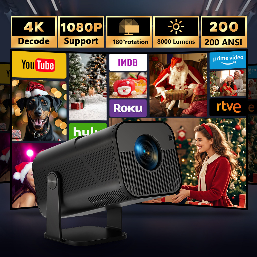 HY500 Smart Projector 4K Mini Projector HD 1080P Portable Projector for ...