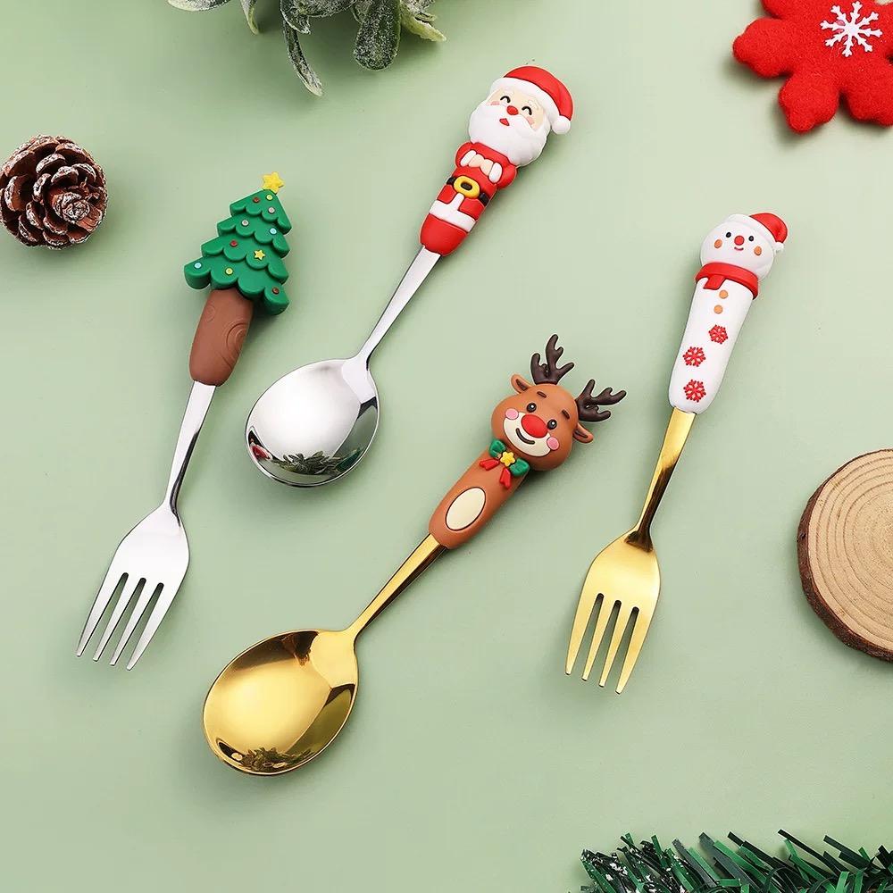 Classy Luxe 4 pcs Christmas Gift Ideas Spoons and Forks Gift Set Santa ...