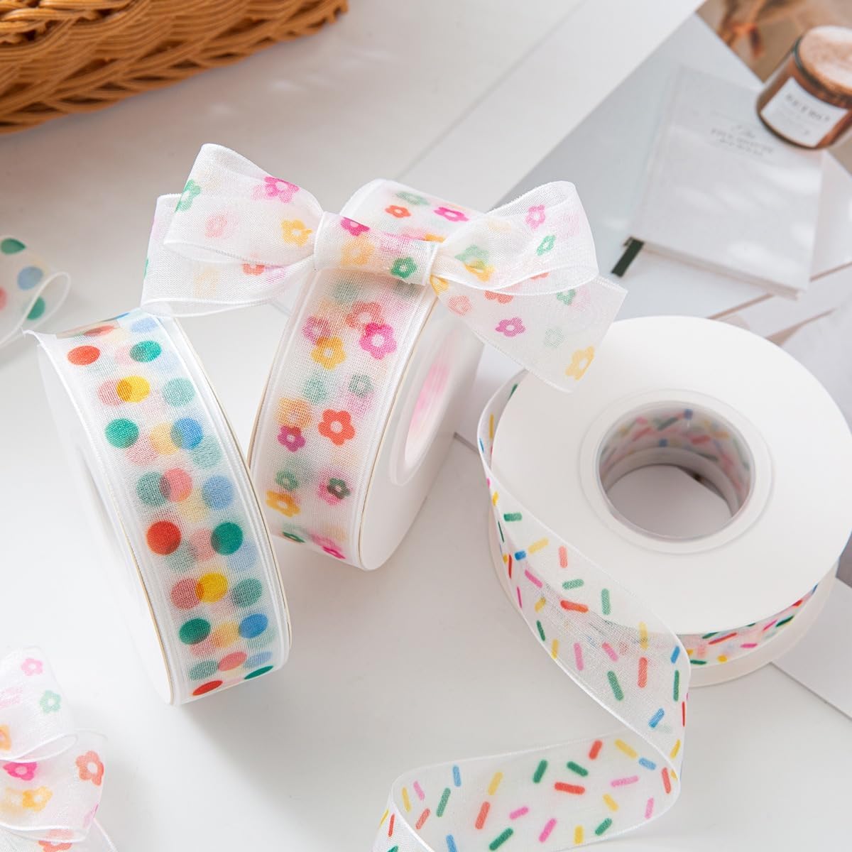 Super Cute Sheer Ribbon,Colorful Korean Ribbons,for Bouquet,Hair Bow ...