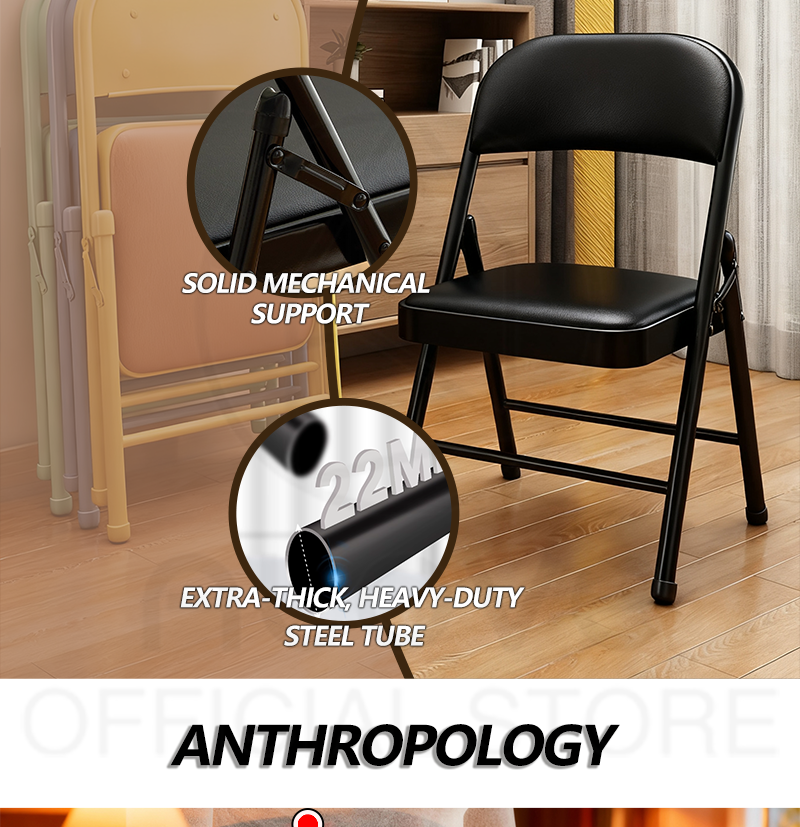 Portable Folding Chair Stool With Leather Backrest Office Conference ...