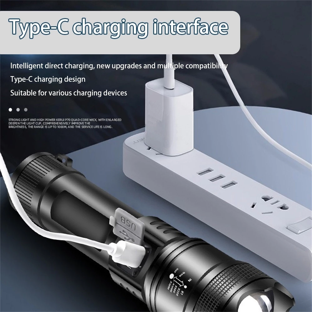 Super Bright Zoom LED Flashlight Waterproof Flashlight rechargeable ...