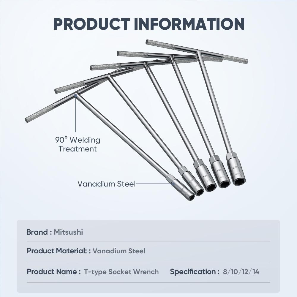 4/5PCS T-handle socket wrench set 8/10/12/13/14 T-wrench T-bar socket ...