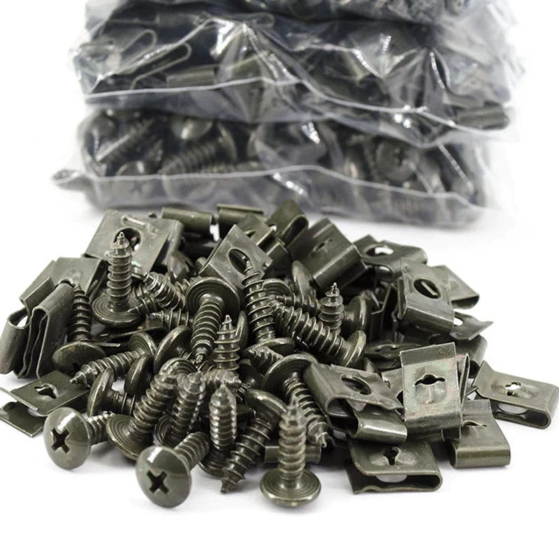Metal U-Type Clips Screw Anti-Rust Corrosion Car Bumper Fender Trim ...
