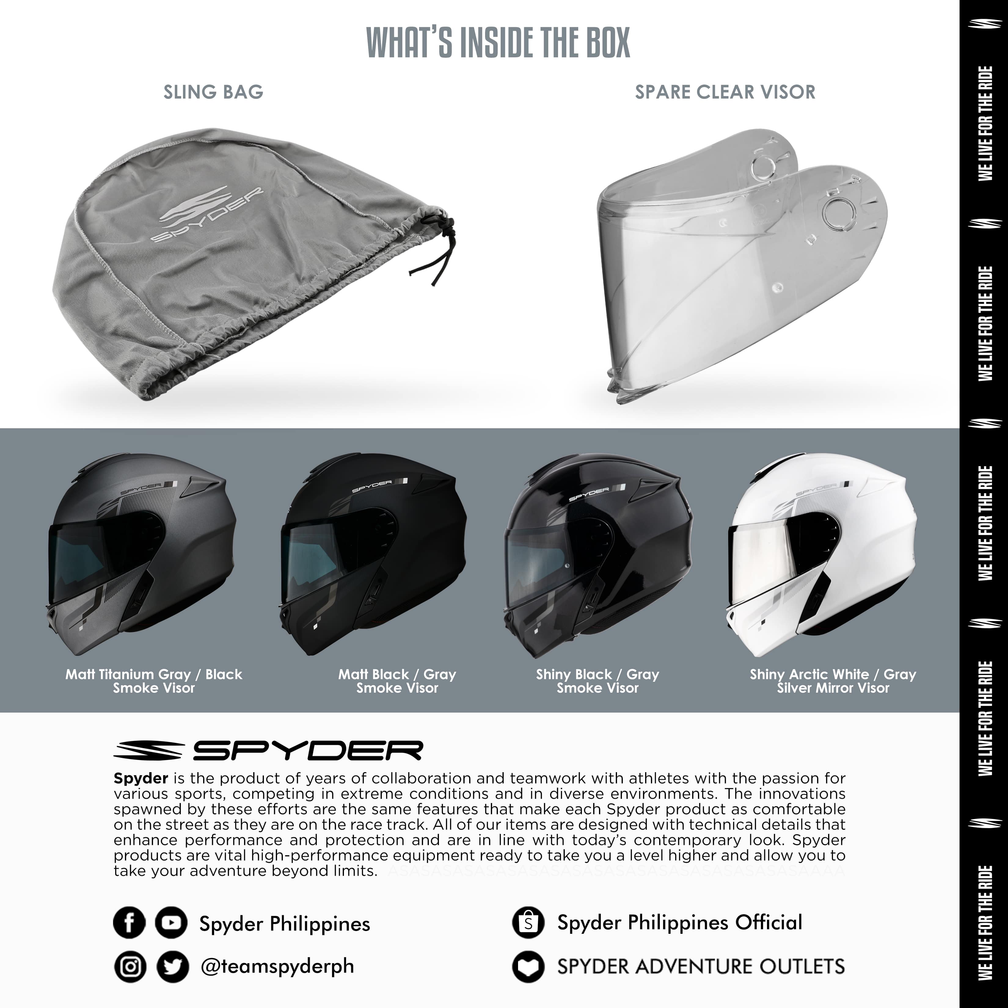 Spyder ROVER PD S0 V2 Modular Dual Visor Motorcycle Helmet | ECE ...
