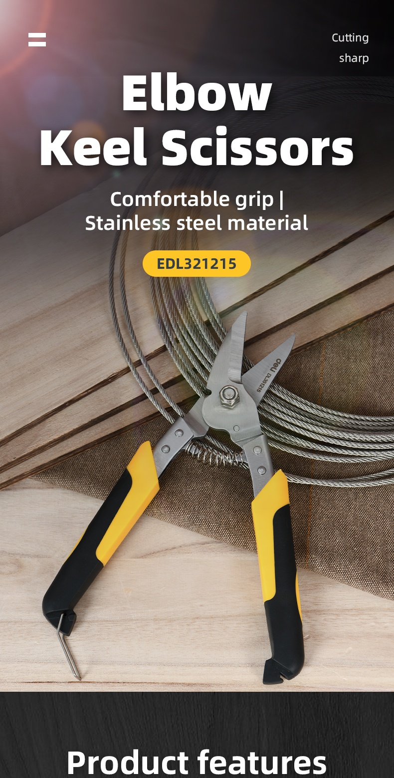 Deli Elbow Keel Cut 8.5-inch Scissors(Yellow Handle) | Shopee Philippines