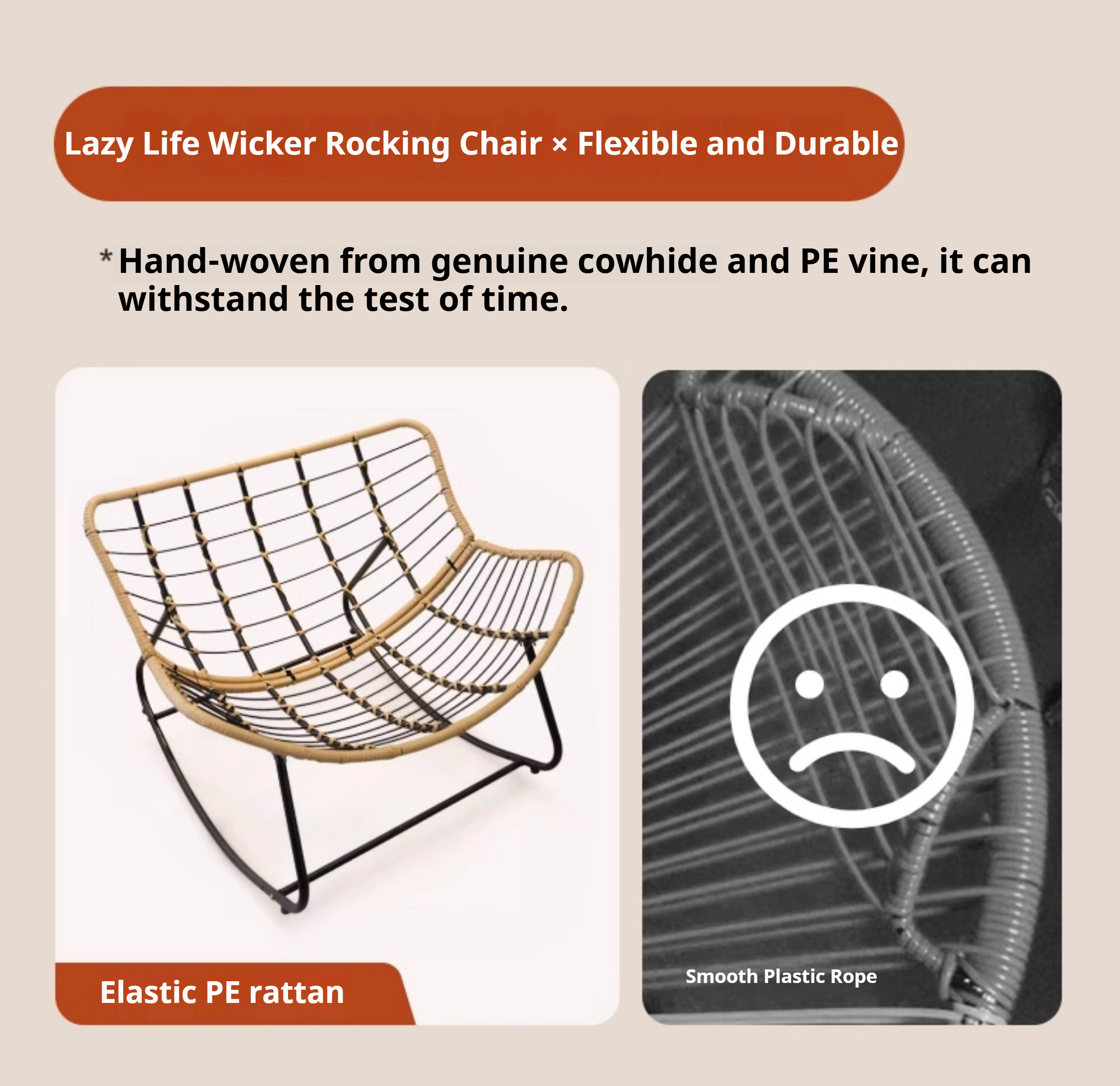 COD Cloud Rocking Chair lazy sofa Rattan Comfortable Lounge Chair ...