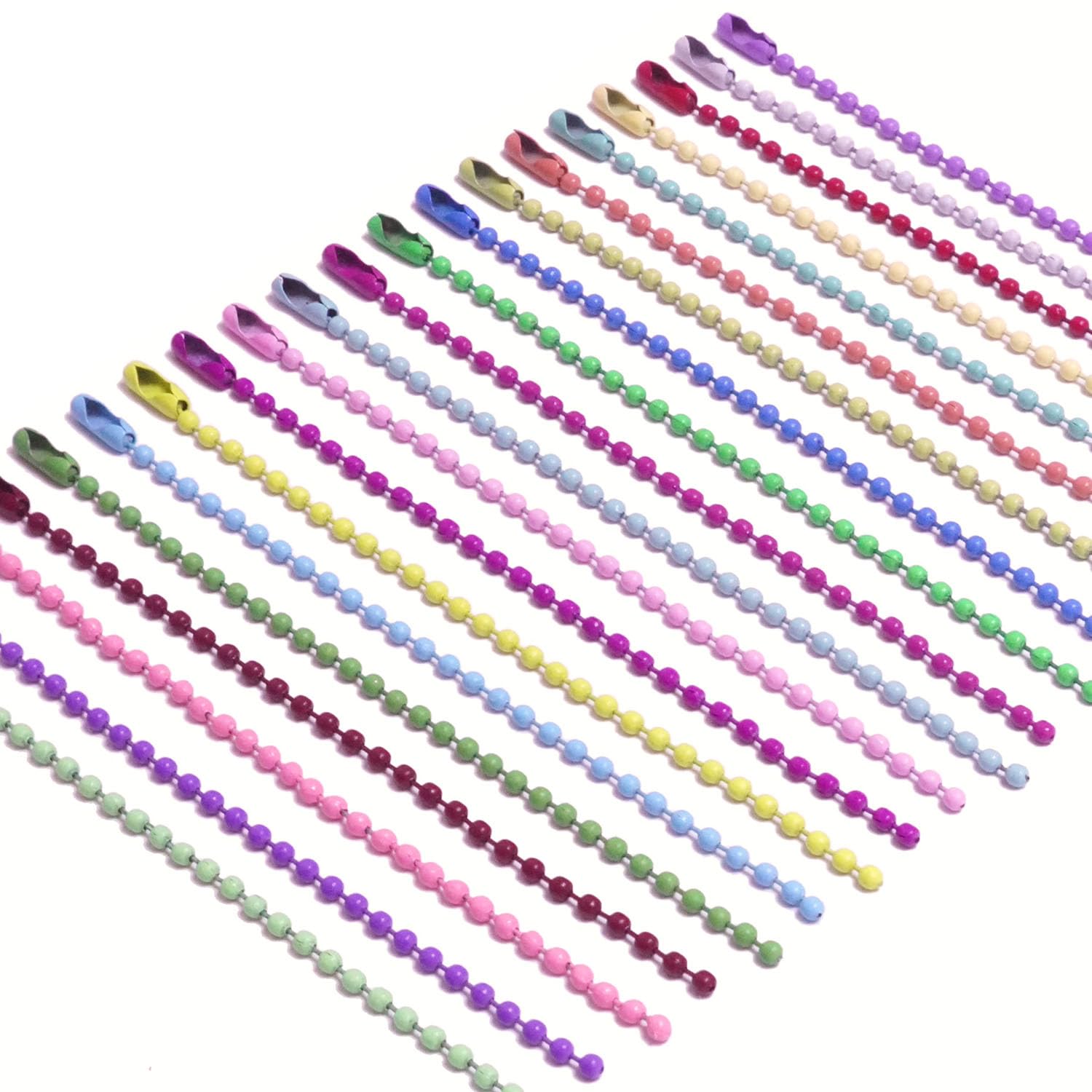 100Pcs 10cm Metal Ball Bead Chains 2.4mm Multi-color for Keychain DIY ...