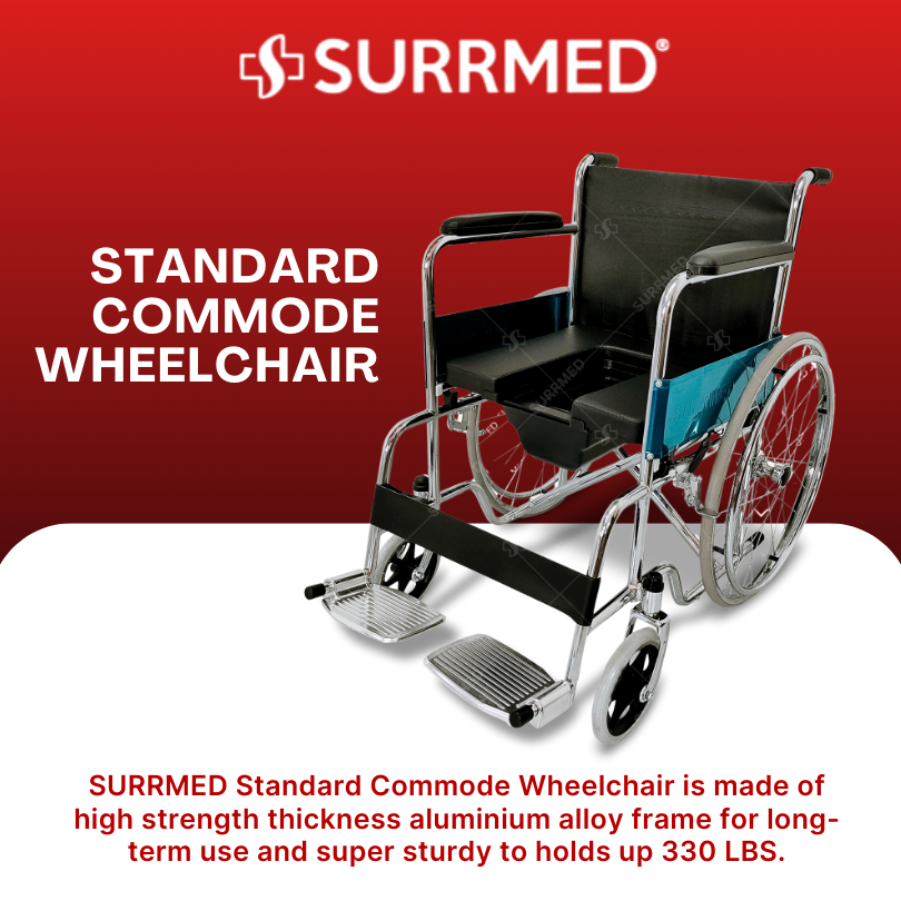 SURRMED Commode Wheelchair with Rios Wheels | Standard Mobility Chair ...