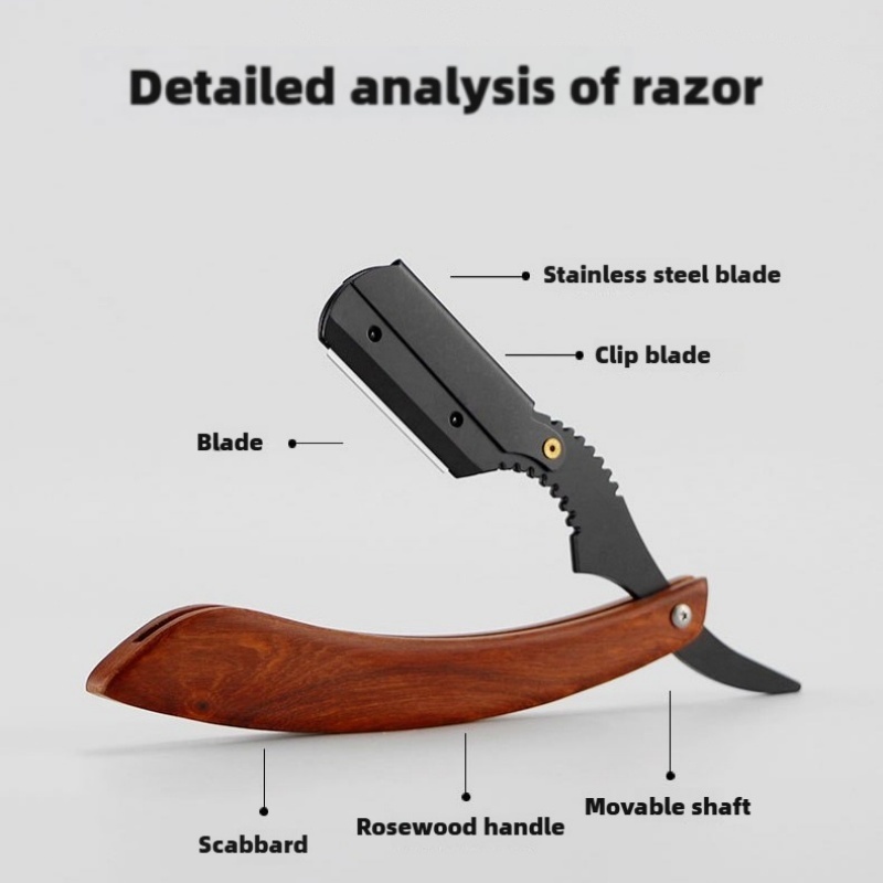 Labaha Folding Manual Razor Wood Handle Straight Edge Barber Vintage ...