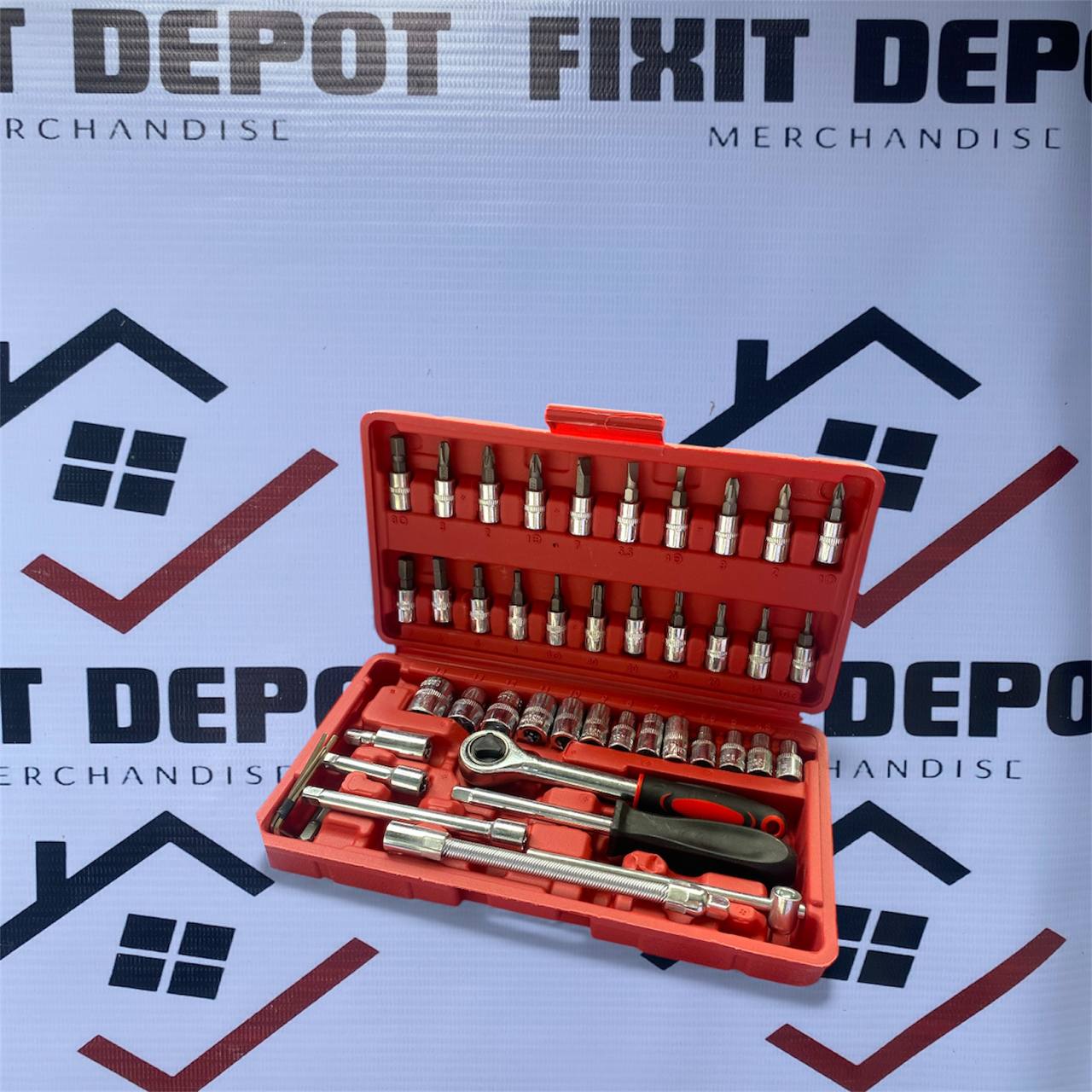 46-Piece Socket Wrench Set with Ratchet, Extensions & Bits in Durable ...