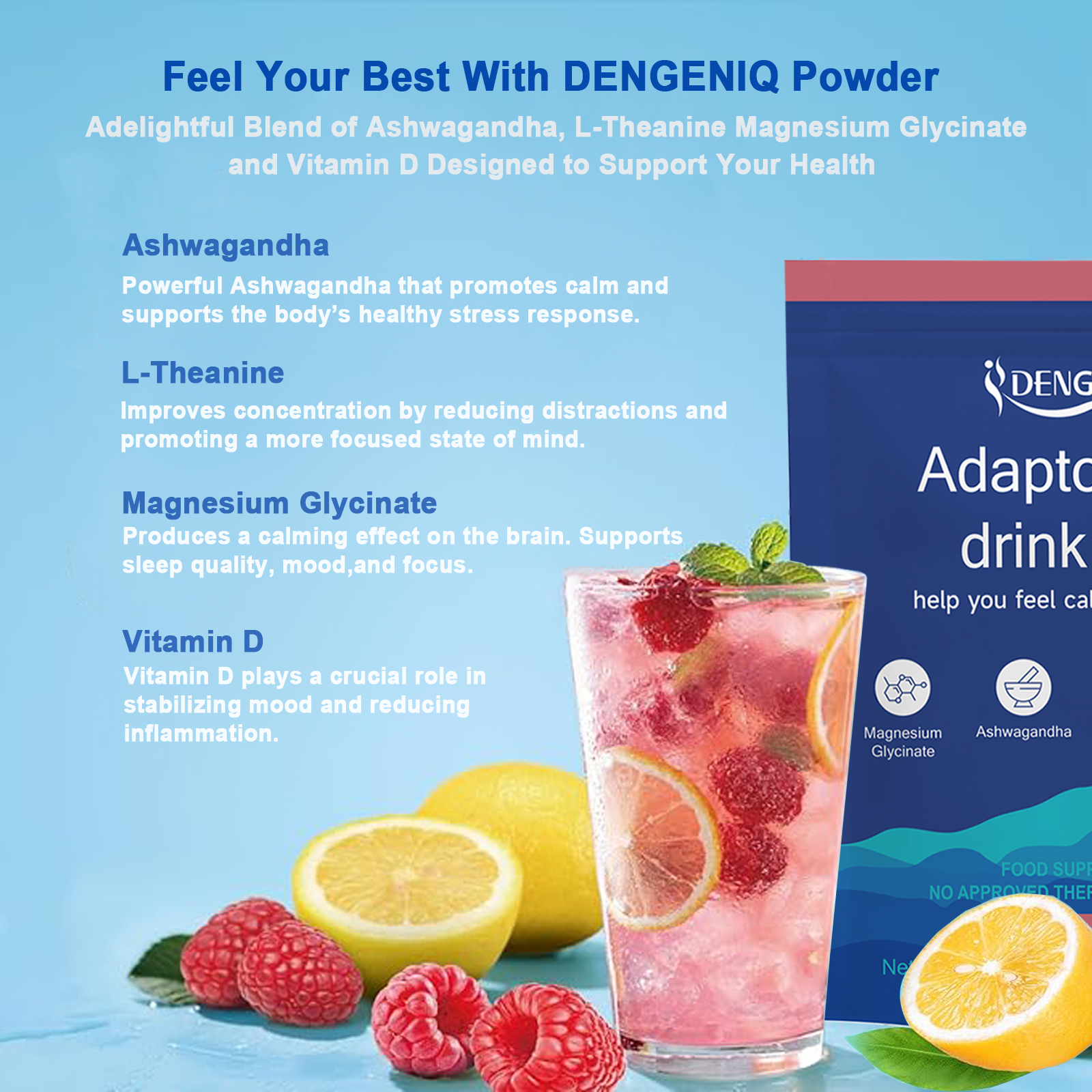 DENGENIQ Adaptogens Drink Mix Super Cortisol Balance Powder with ...