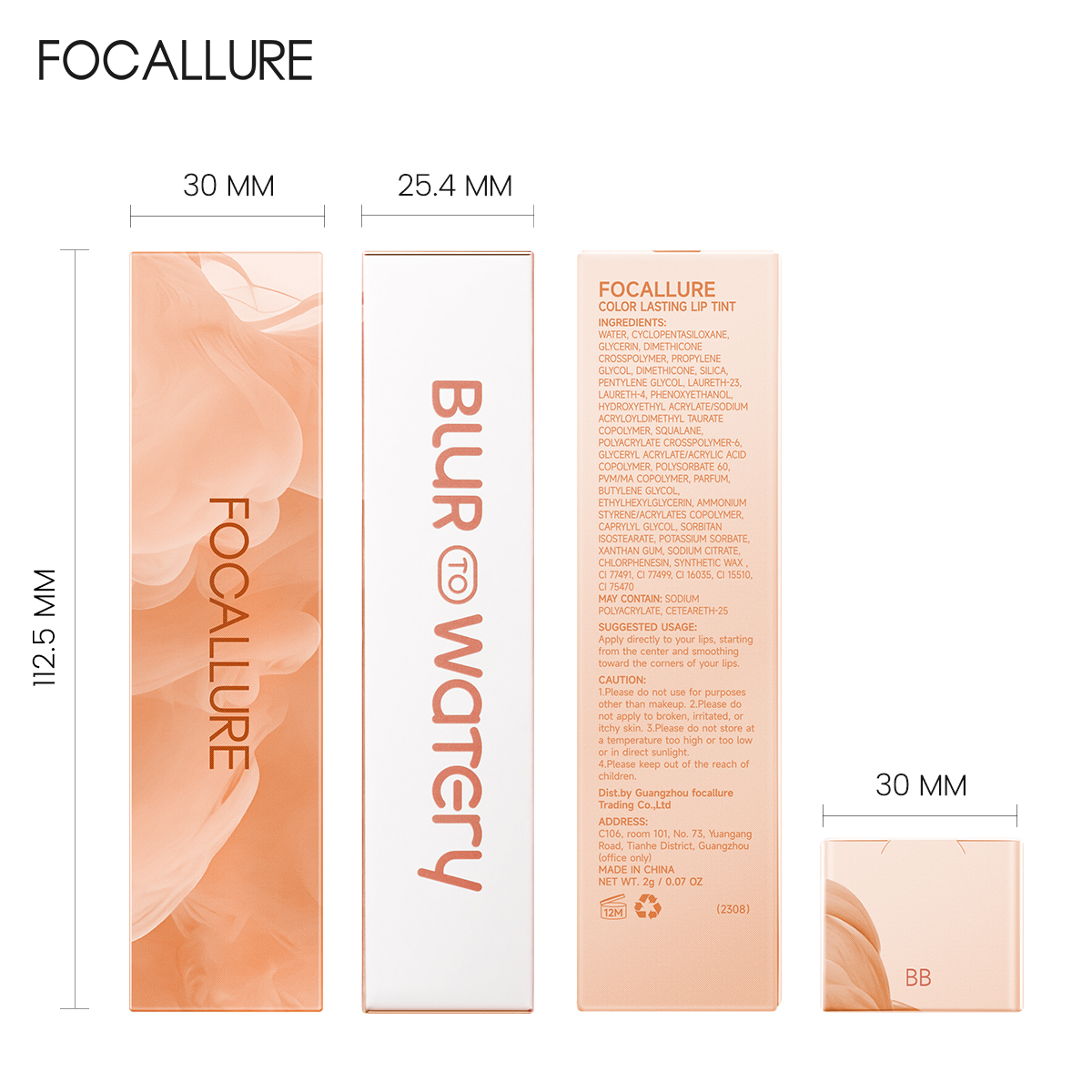 FOCALLURE Pro-ink Watery Lip Tint Long Wear Moisture Lightweight Stain ...