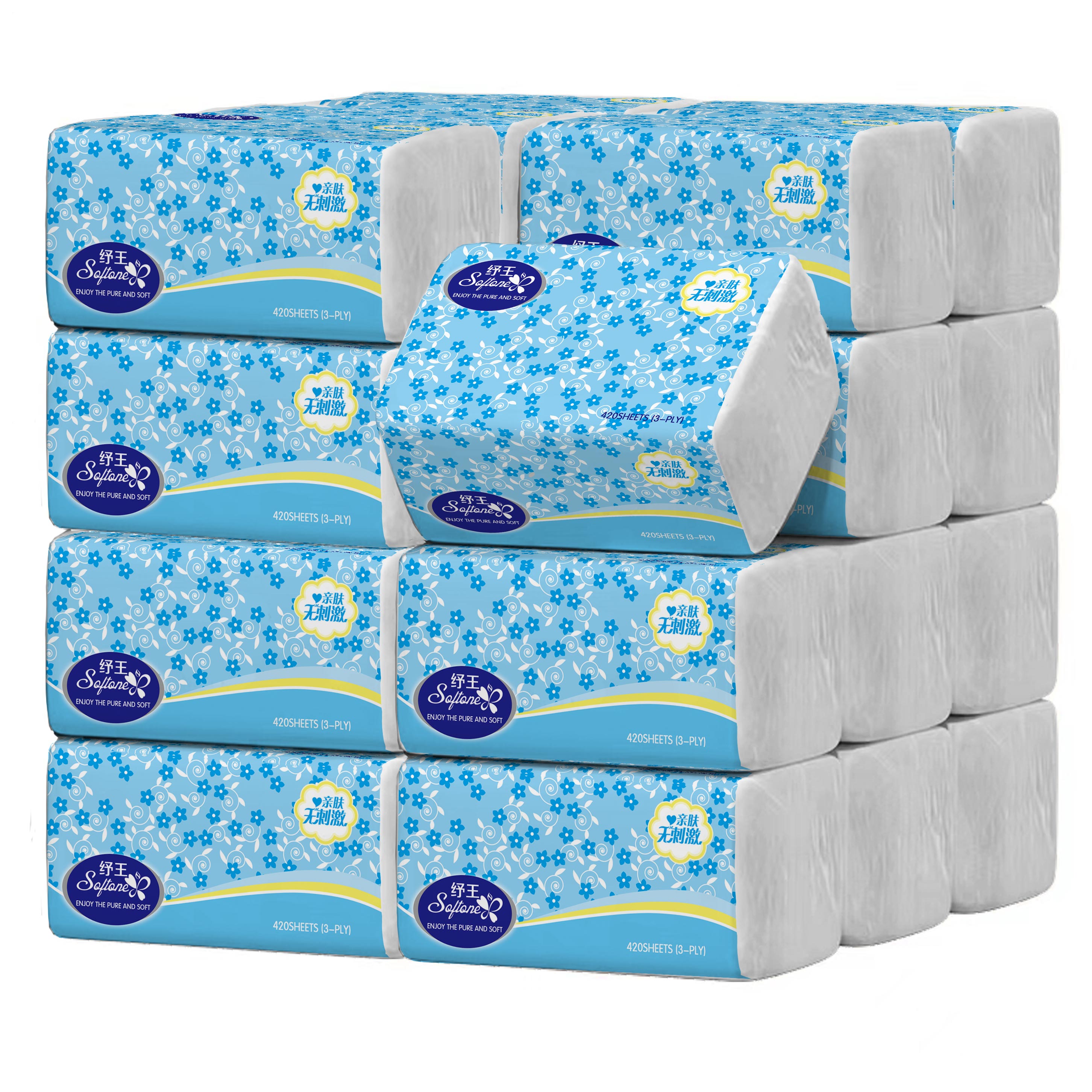 8 Packs Softone Ultra Soft 100% Vingin Wood Pulp Facial Tissue Paper ...