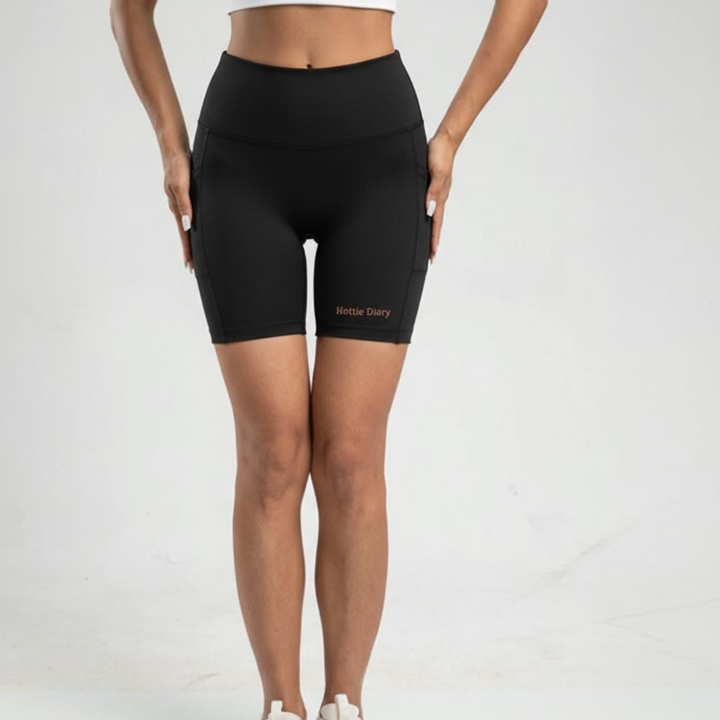 [Hottie Diary] HighWaisted Seamless Yoga Shorts with Logo for Women