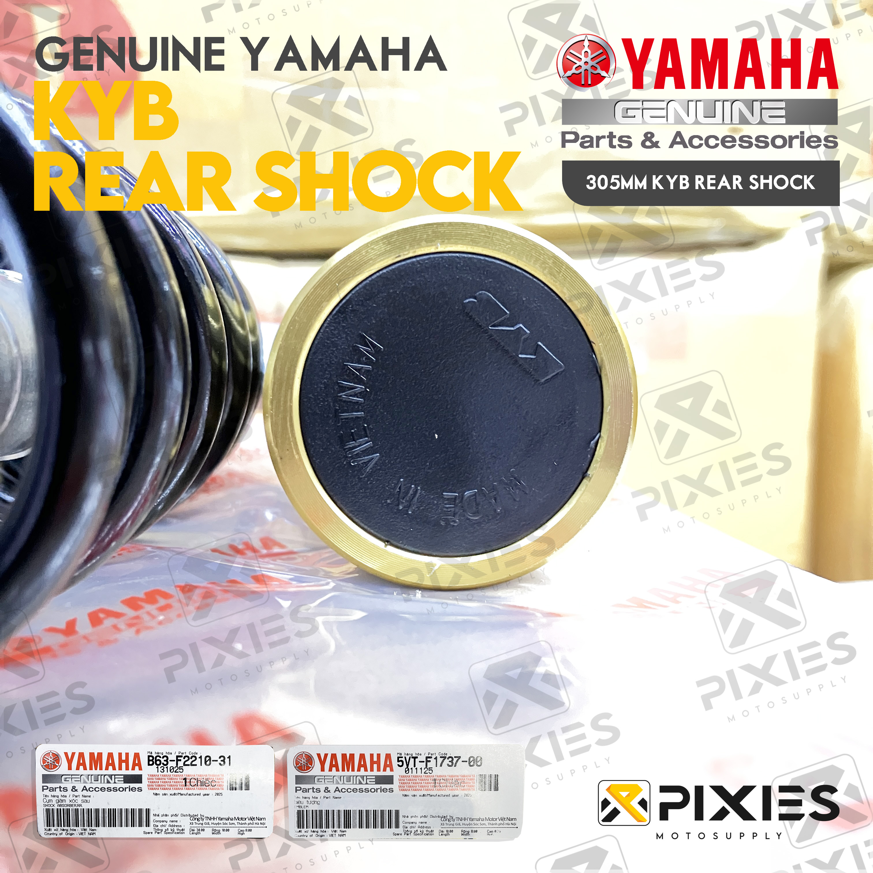 YAMAHA GENUINE REAR SHOCK ORIGINAL KYB FOR AEROX V1 / V2 / V3 & NMAX V1 ...