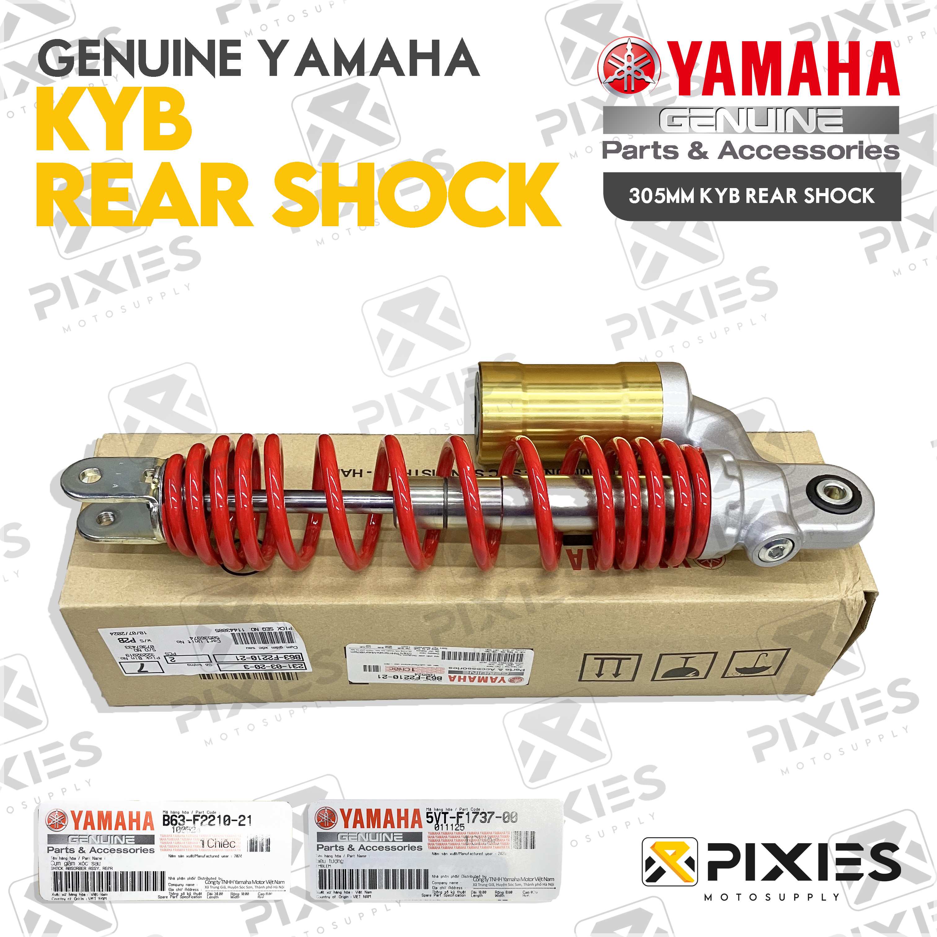 YAMAHA GENUINE REAR SHOCK ORIGINAL KYB FOR AEROX V1 / V2 / V3 & NMAX V1 ...