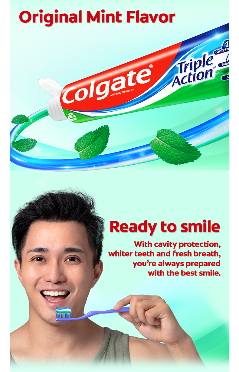 Colgate Triple Action Flouride Anti-Cavity Toothpaste Pack of 6 ...