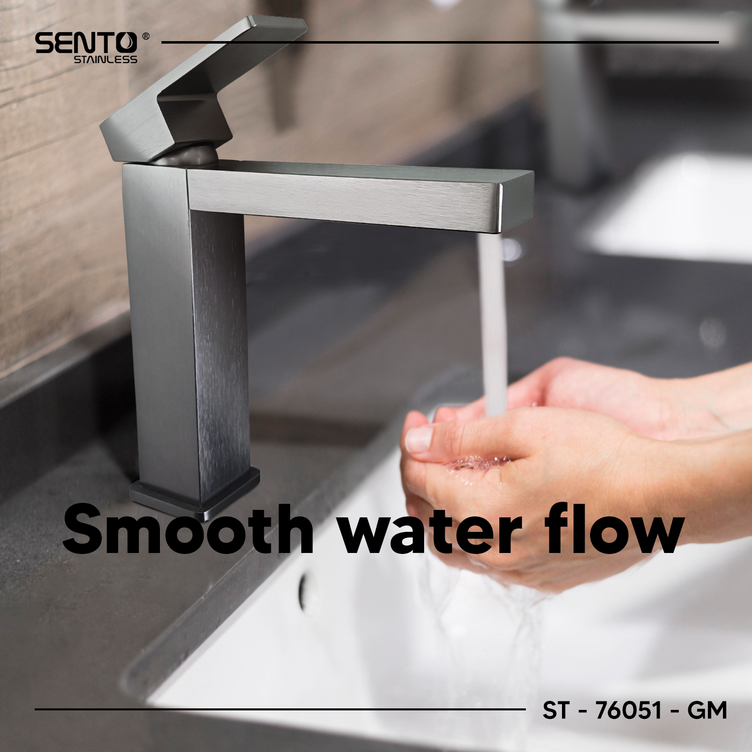 SENTO Luxury Lavatory Faucet Hot and Cold Gun Metal ST-76051-GM ...