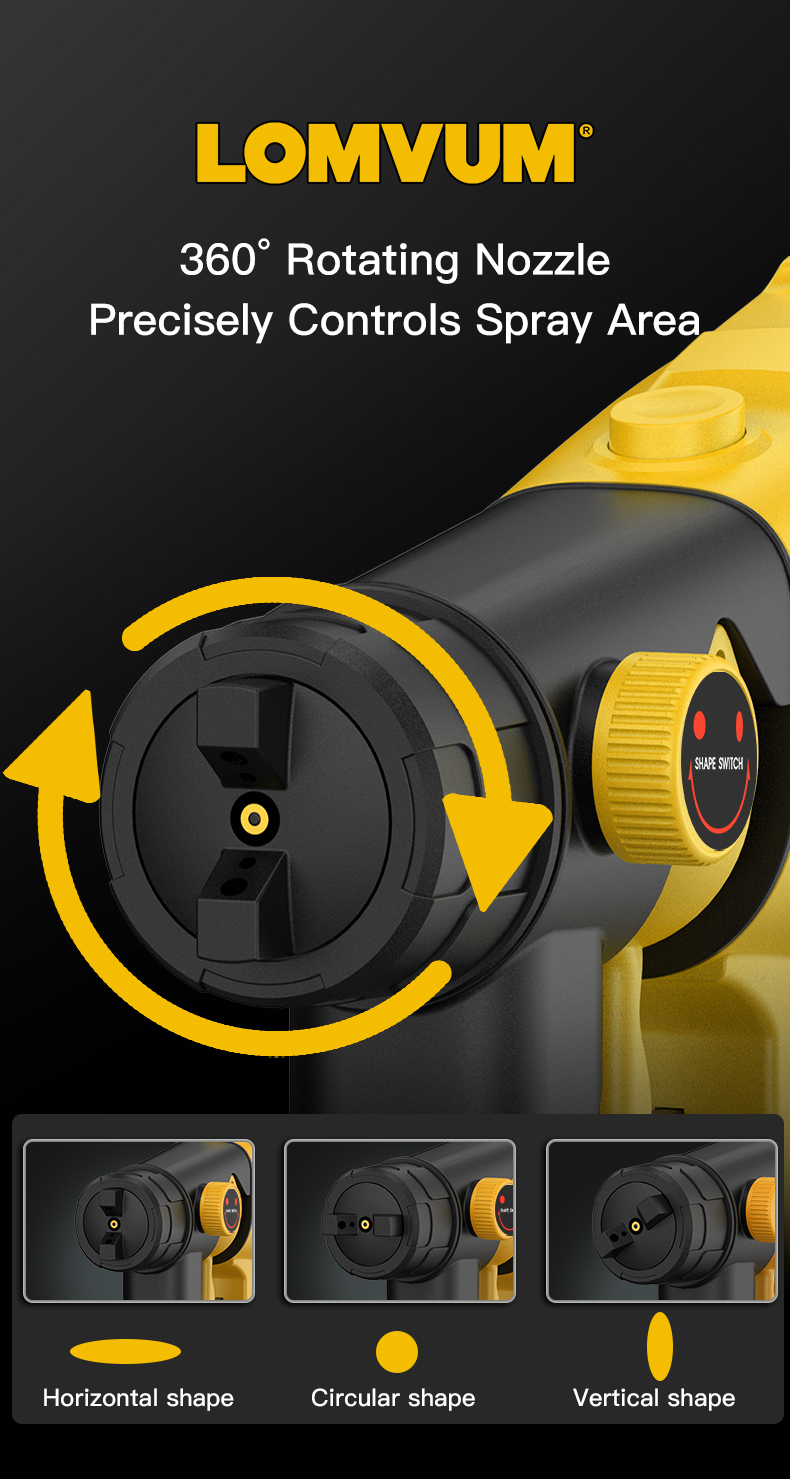 LOMVUM Spray Paint HVLP 220V Cordless 1000ml High Atomization Electric ...