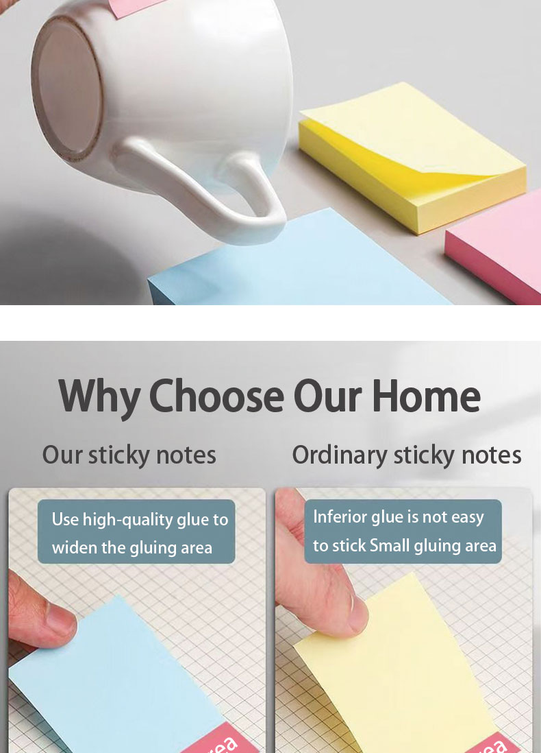 500Sheets Sticky Notes Colorful Thick Sticky Tape Office Message Note ...
