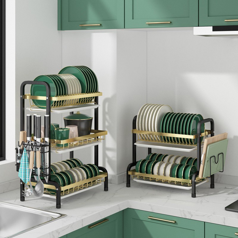GSlife 2/3-Tier Dish Drainer Dish Drying Rack Kitchen Countertop Plate ...