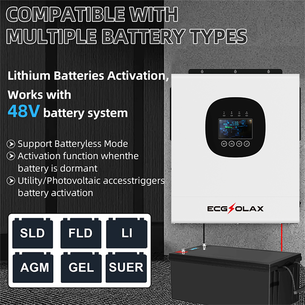 ECGSOLAOX 12KW 48V Hybrid Solar Inverter On-Grid/Off-Grid Built-in 160A ...