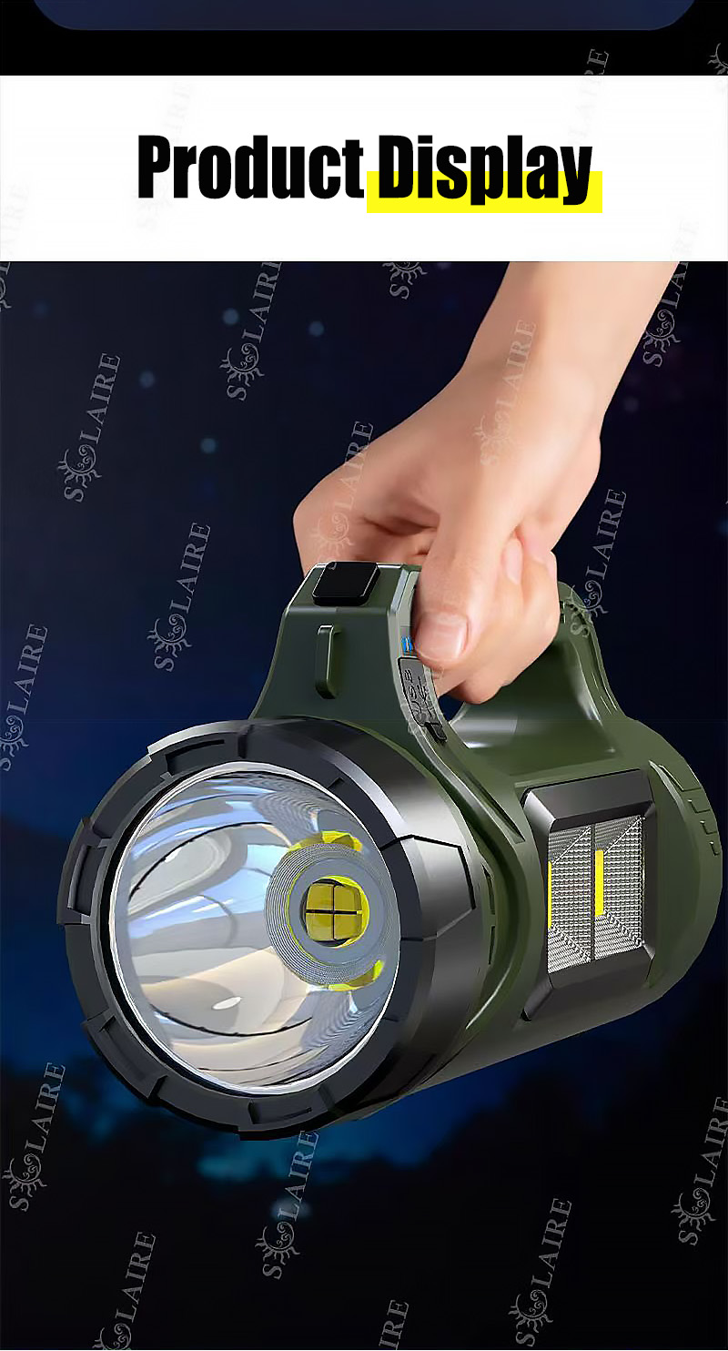 【3500m irradiation distance】flashlight 10000mAh Waterproof Solar ...