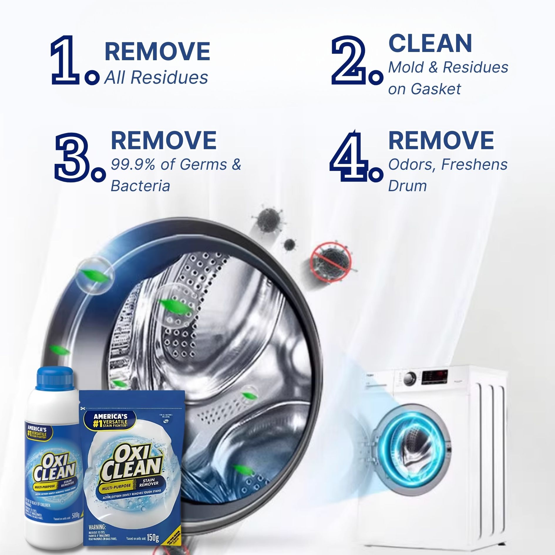 All Purpose Cleaner Washing Machine Care | OxiClean Brand | 3 in 1 Drum ...