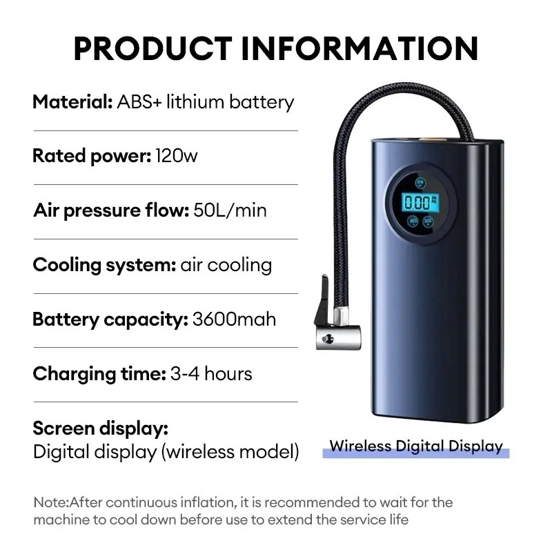 Portable Tire Inflator Digital Car Bicycle Pump Air Compressor Fast ...