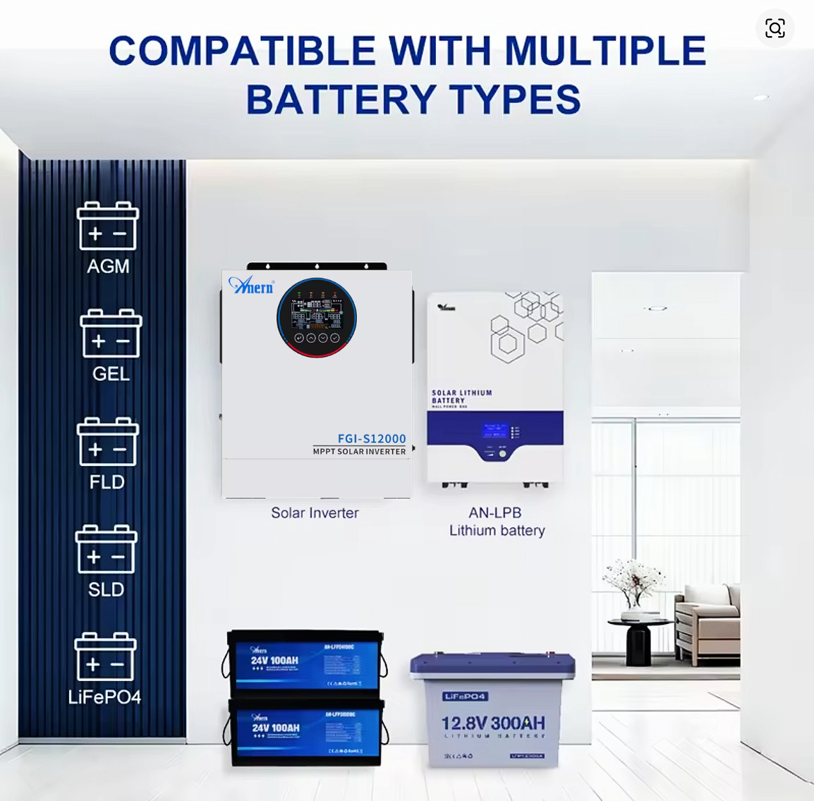 Anern Hybrid Solar Inverter 12KW 48V Hybrid Off Grid Inverter Built in ...