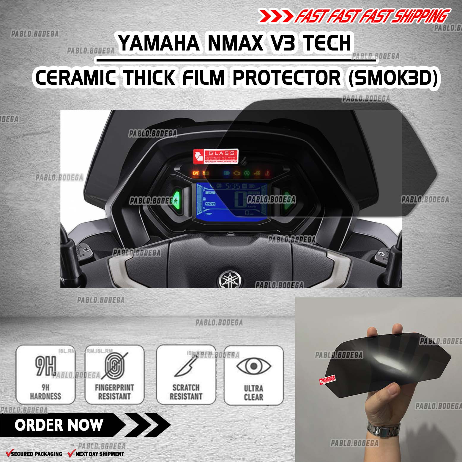 Yamaha NMAX V3 TechMax Clear Type Ceramic Thick Film Screen protector ...