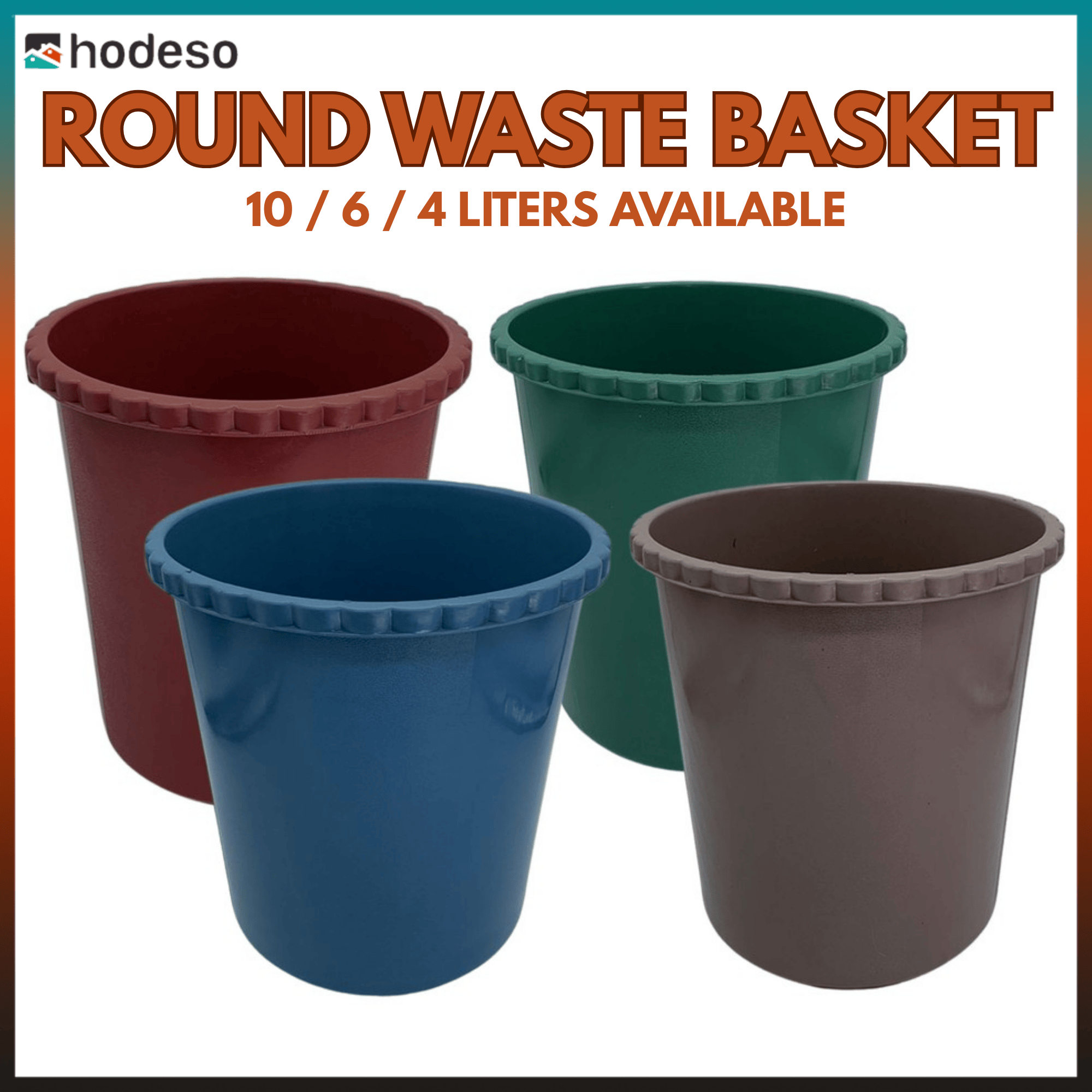 Hodeso High Quality Round Waste Basket Plastic Trash Bin / Durable ...