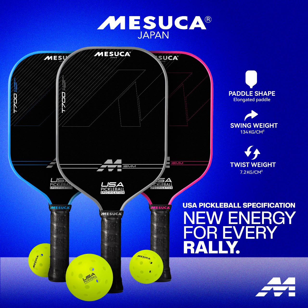 Mesuca Japan Sports Carbon Fiber Pickleball Paddle 16mm Pro Racket MES ...